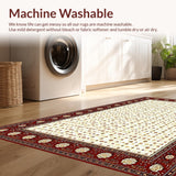 Ultra Soft Area Rug, Non Slip, Stain Resistant, Washable Area Rugs for Living Room, Bedroom, Sleek Transitional Diamond Patterned Piece(Red)