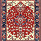 Ultra Soft Area Rug, Non Slip, Stain Resistant, Washable Area Rugs for Living Room, Bedroom, Bohemian Red/Beige Square Area(Red)