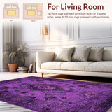 Ultra Soft Area Rug, Non Slip, Stain Resistant, Washable Area Rugs for Living Room, Bedroom, Luxurious Purple and Black Tapestry(Purple)
