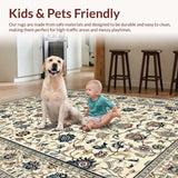 Ultra Soft Area Rug, Non Slip, Stain Resistant, Washable Area Rugs for Living Room, Bedroom, Dynamic Greenery Patterned Accent(Beige)