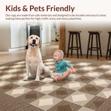 Ultra Soft Area Rug, Non Slip, Stain Resistant, Washable Area Rugs for Living Room, Bedroom, Elegant Neutral Patterned Texture(Beige)
