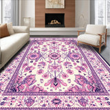 Ultra Soft Area Rug, Non Slip, Stain Resistant, Washable Area Rugs for Living Room, Bedroom, Whimsical Mushroom Botanical Motif(Ivory)