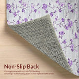 Ultra Soft Area Rug, Non Slip, Stain Resistant, Washable Area Rugs for Living Room, Bedroom, Rustic Light Floral Charm(Purple)
