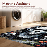 Ultra Soft Area Rug, Non Slip, Stain Resistant, Washable Area Rugs for Living Room, Bedroom, Gothic Unique Skull Artwork(White)