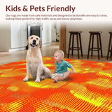 Ultra Soft Area Rug, Non Slip, Stain Resistant, Washable Area Rugs for Living Room, Bedroom, Dynamic Curvilinear Motif(Orange)