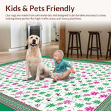 Ultra Soft Area Rug, Non Slip, Stain Resistant, Washable Area Rugs for Living Room, Bedroom, Vibrant Pink Animal Print(White)