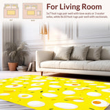 Ultra Soft Area Rug, Non Slip, Stain Resistant, Washable Area Rugs for Living Room, Bedroom, Unique Shabby Chic Egg Decor(Yellow)