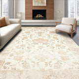 Ultra Soft Area Rug, Non Slip, Stain Resistant, Washable Area Rugs for Living Room, Bedroom, Farmhouse Charm Beige Area with Subtle Floral Accents(Beige)