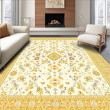 Ultra Soft Area Rug, Non Slip, Stain Resistant, Washable Area Rugs for Living Room, Bedroom, Chic Farmhouse Style Area with Geometric Floral Design(Beige)