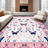 Ultra Soft Area Rug, Non Slip, Stain Resistant, Washable Area Rugs for Living Room, Bedroom, Whimsical Butterfly Motif Delight(Pink)