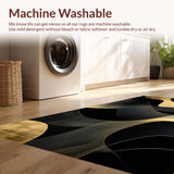 Ultra Soft Area Rug, Non Slip, Stain Resistant, Washable Area Rugs for Living Room, Bedroom, Stylish Monochrome Modern Artistry(Gold)