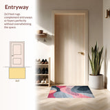 Ultra Soft Area Rug, Non Slip, Stain Resistant, Washable Area Rugs for Living Room, Bedroom, Elegant Grey Pink Geometric Fusion(Gray)