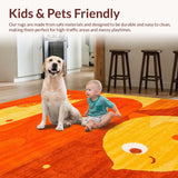 Ultra Soft Area Rug, Non Slip, Stain Resistant, Washable Area Rugs for Living Room, Bedroom, Adorable Bright Animal Design(Orange)