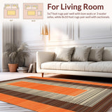 Ultra Soft Area Rug, Non Slip, Stain Resistant, Washable Area Rugs for Living Room, Bedroom, Chic Striped Relaxation Mat(Orange)