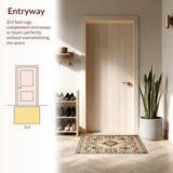 Ultra Soft Area Rug, Non Slip, Stain Resistant, Washable Area Rugs for Living Room, Bedroom, Contemporary Tiled Pattern Aesthetic(Beige)