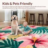 Ultra Soft Area Rug, Non Slip, Stain Resistant, Washable Area Rugs for Living Room, Bedroom, Exotic Green and Pink Palette(Pink)