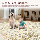 Ultra Soft Area Rug, Non Slip, Stain Resistant, Washable Area Rugs for Living Room, Bedroom, Vintage Inspired Area with Delicate Floral Medallion(Beige)