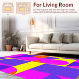 Ultra Soft Area Rug, Non Slip, Stain Resistant, Washable Area Rugs for Living Room, Bedroom, Artistic Geometric Watercolor Fusion(Purple)