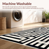Ultra Soft Area Rug, Non Slip, Stain Resistant, Washable Area Rugs for Living Room, Bedroom, Japandi Inspired Geometric Rug With Washable Stain Resistant Surface(Gray)