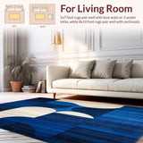 Ultra Soft Area Rug, Non Slip, Stain Resistant, Washable Area Rugs for Living Room, Bedroom, Contemporary Woven Area(Blue)