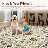 Ultra Soft Area Rug, Non Slip, Stain Resistant, Washable Area Rugs for Living Room, Bedroom, Elegant Creamy Floral Fusion(Beige)