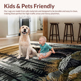 Ultra Soft Area Rug, Non Slip, Stain Resistant, Washable Area Rugs for Living Room, Bedroom, Earthy Hunting Scene Aesthetic(Brown)