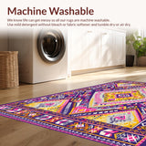 Ultra Soft Area Rug, Non Slip, Stain Resistant, Washable Area Rugs for Living Room, Bedroom, Sophisticated Tiled Design Elements(Purple)