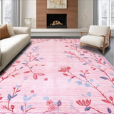 Ultra Soft Area Rug, Non Slip, Stain Resistant, Washable Area Rugs for Living Room, Bedroom, Delicate Floral Insect Design(Pink)