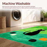 Ultra Soft Area Rug, Non Slip, Stain Resistant, Washable Area Rugs for Living Room, Bedroom, Charming Playful Cat Silhouette(Green)