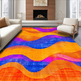 Ultra Soft Area Rug, Non Slip, Stain Resistant, Washable Area Rugs for Living Room, Bedroom, Contemporary Psychedelic Art Style(Orange)