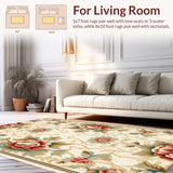 Ultra Soft Area Rug, Non Slip, Stain Resistant, Washable Area Rugs for Living Room, Bedroom, Beige Distressed Carpet for Bedroom Minimal Aesthetic(Beige)