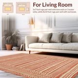 Ultra Soft Area Rug, Non Slip, Stain Resistant, Washable Area Rugs for Living Room, Bedroom, Sophisticated Woven Earth Tone Rug(Orange)
