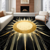 Ultra Soft Area Rug, Non Slip, Stain Resistant, Washable Area Rugs for Living Room, Bedroom, Elegant Yellow Abstract Art Motif(Gold)