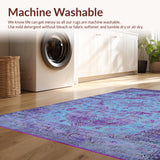 Ultra Soft Area Rug, Non Slip, Stain Resistant, Washable Area Rugs for Living Room, Bedroom, Rustic Violet Geometric Fusion(Blue)