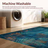 Ultra Soft Area Rug, Non Slip, Stain Resistant, Washable Area Rugs for Living Room, Bedroom, Tropical Ethnic Floral Motif(Blue)