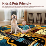 Ultra Soft Area Rug, Non Slip, Stain Resistant, Washable Area Rugs for Living Room, Bedroom, Artistic Bold Musician's Palette(Brown)
