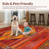 Ultra Soft Area Rug, Non Slip, Stain Resistant, Washable Area Rugs for Living Room, Bedroom, Natural Fiber Festive Design(Red)