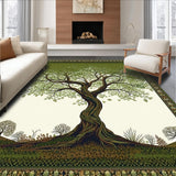 Ultra Soft Area Rug, Non Slip, Stain Resistant, Washable Area Rugs for Living Room, Bedroom, Children Activity with Tree of Life Motif and Earth Tones(Green)