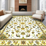 Ultra Soft Area Rug, Non Slip, Stain Resistant, Washable Area Rugs for Living Room, Bedroom, Vintage Beige Yellow Kitchen Area(White)