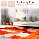 Ultra Soft Area Rug, Non Slip, Stain Resistant, Washable Area Rugs for Living Room, Bedroom, Vibrant Copper Toned Artistry(Orange)