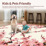 Ultra Soft Area Rug, Non Slip, Stain Resistant, Washable Area Rugs for Living Room, Bedroom, Whimsical Spring Blossom Arrangement(Pink)