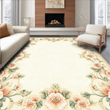 Ultra Soft Area Rug, Non Slip, Stain Resistant, Washable Area Rugs for Living Room, Bedroom, Refined Beige Area with Graceful Floral Artistry(Beige)