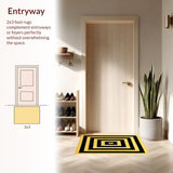 Ultra Soft Area Rug, Non Slip, Stain Resistant, Washable Area Rugs for Living Room, Bedroom, Luxury Greek Key Black Gold Entryway Runner(Yellow)