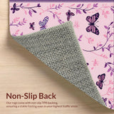Ultra Soft Area Rug, Non Slip, Stain Resistant, Washable Area Rugs for Living Room, Bedroom, Enchanting Butterfly Dreamscape(Pink)