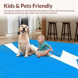 Ultra Soft Area Rug, Non Slip, Stain Resistant, Washable Area Rugs for Living Room, Bedroom, Stylish Retro Wave Composition(Blue)