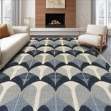 Ultra Soft Area Rug, Non Slip, Stain Resistant, Washable Area Rugs for Living Room, Bedroom, Art Deco Accent Rug with Symmetrical Fan Motif and Metallic Silver Highlights(Gray)