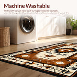 Ultra Soft Area Rug, Non Slip, Stain Resistant, Washable Area Rugs for Living Room, Bedroom, Vibrant Ethnic Symbolic Arrangement(Beige)