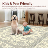 Ultra Soft Area Rug, Non Slip, Stain Resistant, Washable Area Rugs for Living Room, Bedroom, Eclipse Medallion Area with Ornate Symmetrical Motifs and Subdued Tones(Beige)