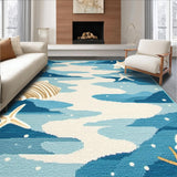 Ultra Soft Area Rug, Non Slip, Stain Resistant, Washable Area Rugs for Living Room, Bedroom, Serene Beach Sand Color Palette(Blue)