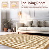 Ultra Soft Area Rug, Non Slip, Stain Resistant, Washable Area Rugs for Living Room, Bedroom, Modern Beige Geometric Aesthetic(Beige)